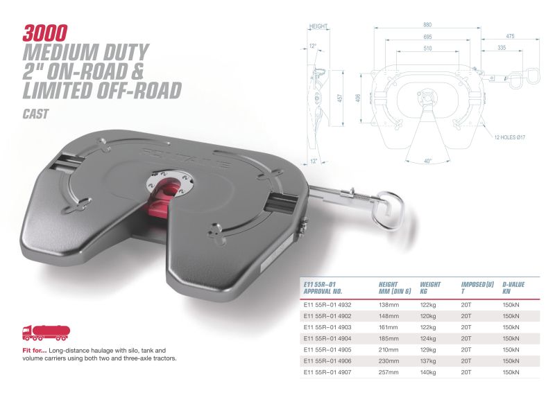 841148 FONTAINE 3000 Седельно-сцепное устройство 148mm 120kg 20T 150kN